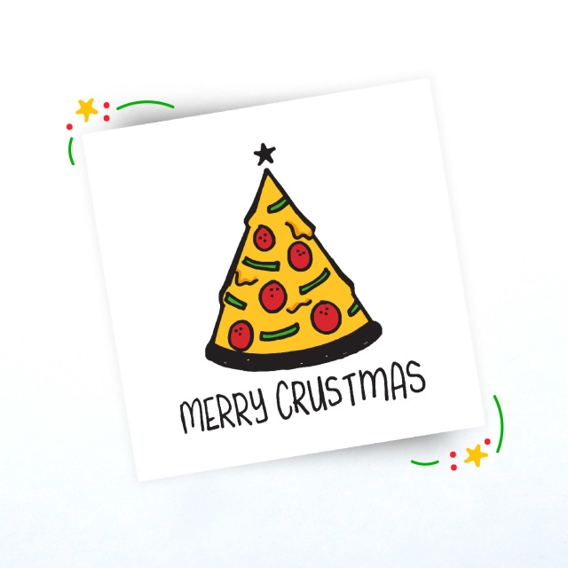 INSTANT DOWNLOAD Pizza Christmas Tree Page Print Doodle Art 